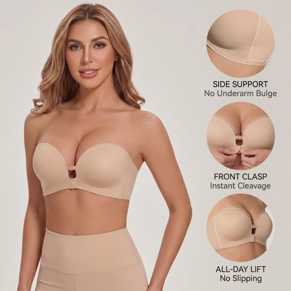 Strapless Front-Closure Push-Up Bra